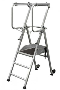 Escabeau télescopique norme bâtiment - plateforme hyper pliable si peu encombrante qu'elle vous suit partout - ht travail 2,60 m; modèle F PLIANT 60 - Ami-hauteur.com