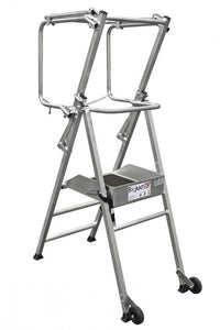 Escabeau télescopique norme bâtiment - plateforme hyper pliable si peu encombrante qu'elle vous suit partout - ht travail 2,60 m; modèle F PLIANT 60 - Ami-hauteur.com