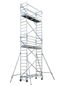 Echafaudage roulant acier / Lg 2,05m-Ht travail 10m / FINITION ACIER ROLLSTAR 205.008 - Ami-hauteur.com